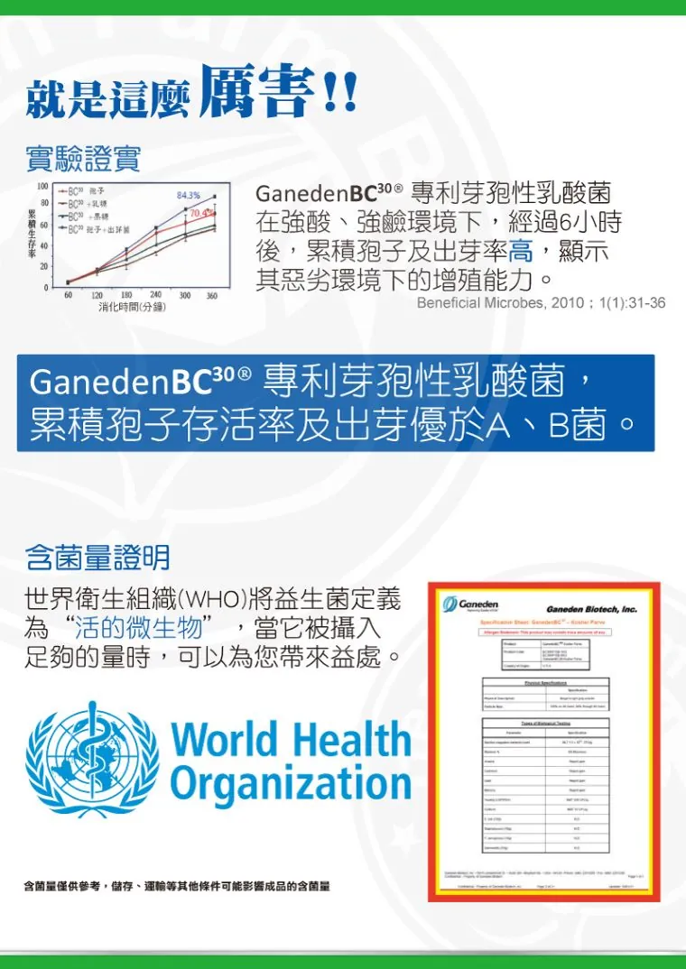 酷冷特選【台灣康田】舒敏清 耐熱芽孢乳酸菌 60包/盒 介紹圖 2