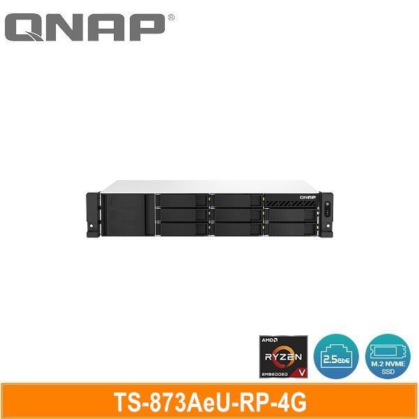 QNAP TS-873AeU-RP-4G 雙電源機架式(不含滑軌，3年保)網路儲存伺服器